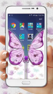 Butterfly Zipper Lock android App screenshot 1