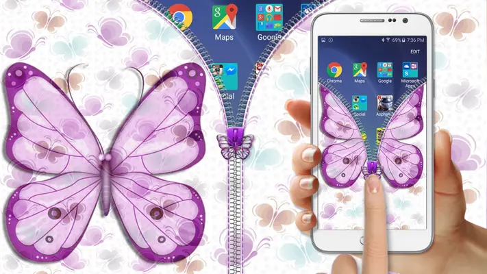 Butterfly Zipper Lock android App screenshot 4